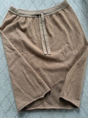 Demylee x J.Crew Camel Knit Cashmere Midi Skirt with Subtle Shine